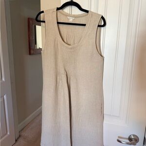 Garnet Hill Sleeveless Beige Linen Dress